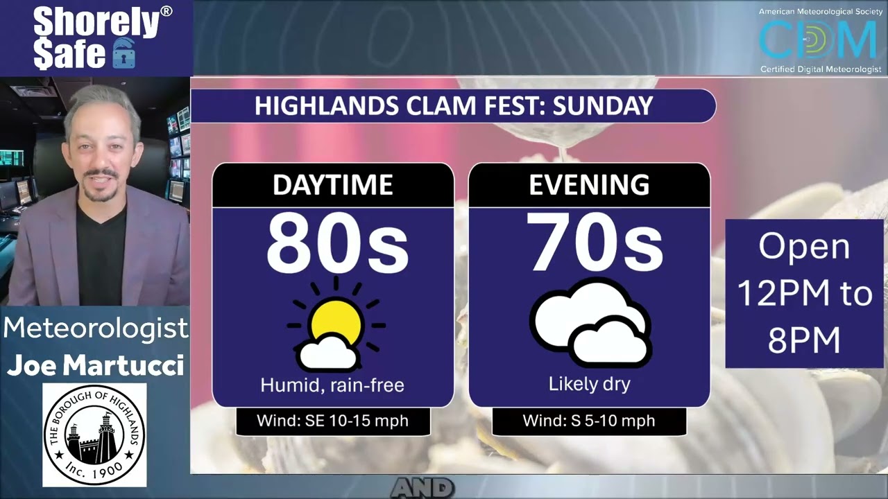 🐚2026 Highlands, NJ Clam Fest Weather forecast (8/1 and 8/2)