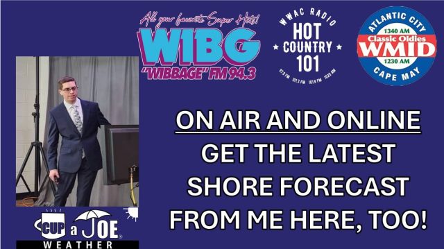 Meteorologist Jonathon Rocco will also fill in for me on the WIBBAGE family of Ocean City - Cape May radio stations when needed! Give him a follow.
